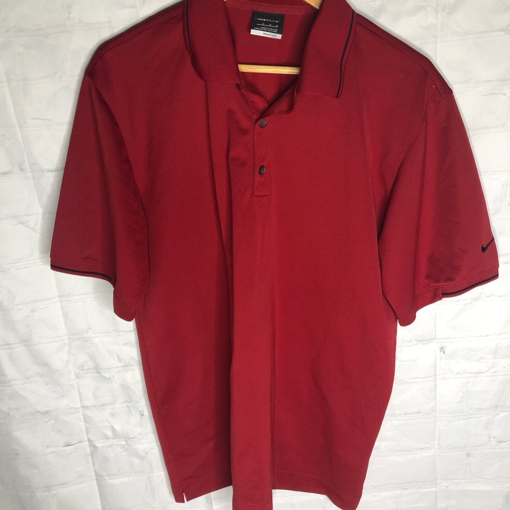 Nike Golf Fit Dry Polo Shirt Red Solid Medium